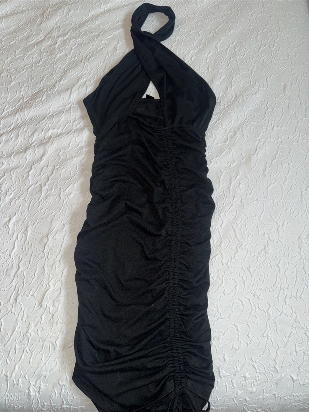 Black Ruched Halter Bodycon Dress - Women